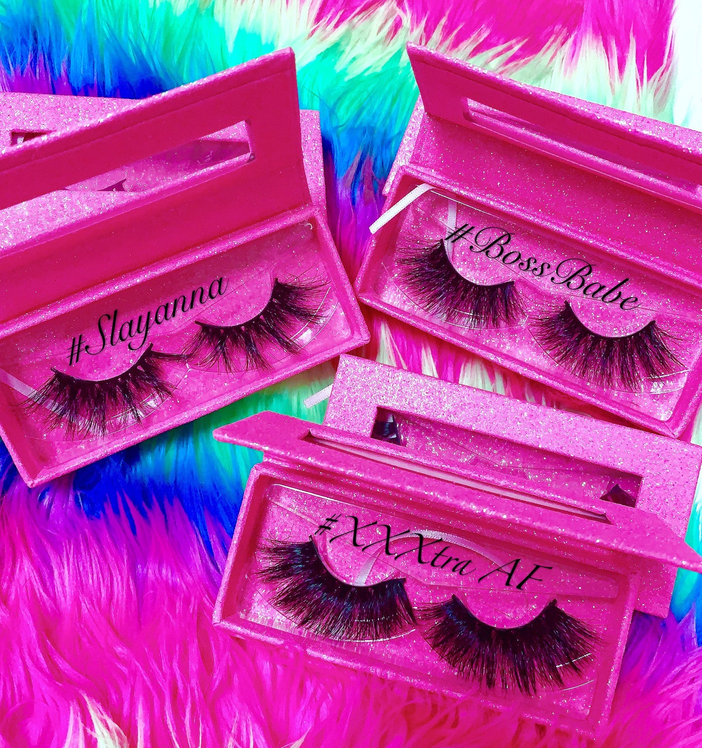 Inked Doll Cosmetics - #BOSSBABE 5D DreamDoll-LUXE Lash *PINK GLITTER* Glam Magnetic Case