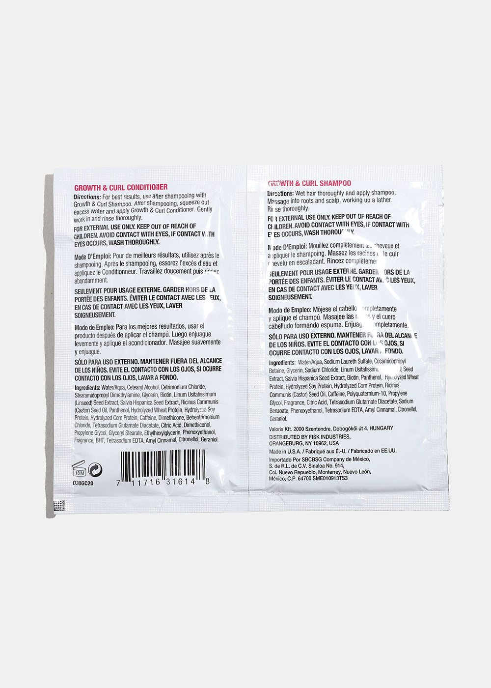 Difeel Growth & Curl Shampoo & Conditioner Packet