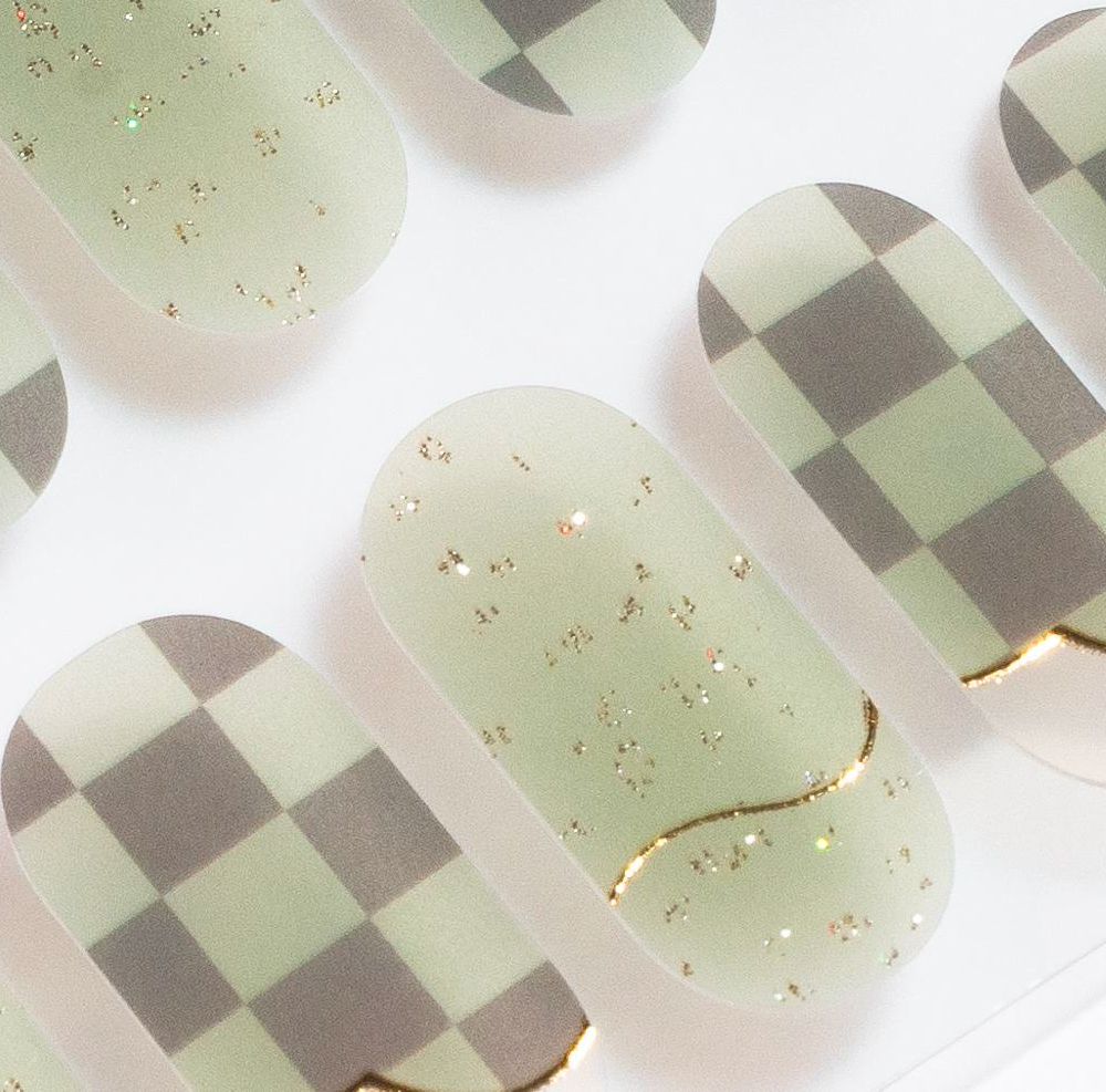 Candied Nails - Green Checker Gel Nails