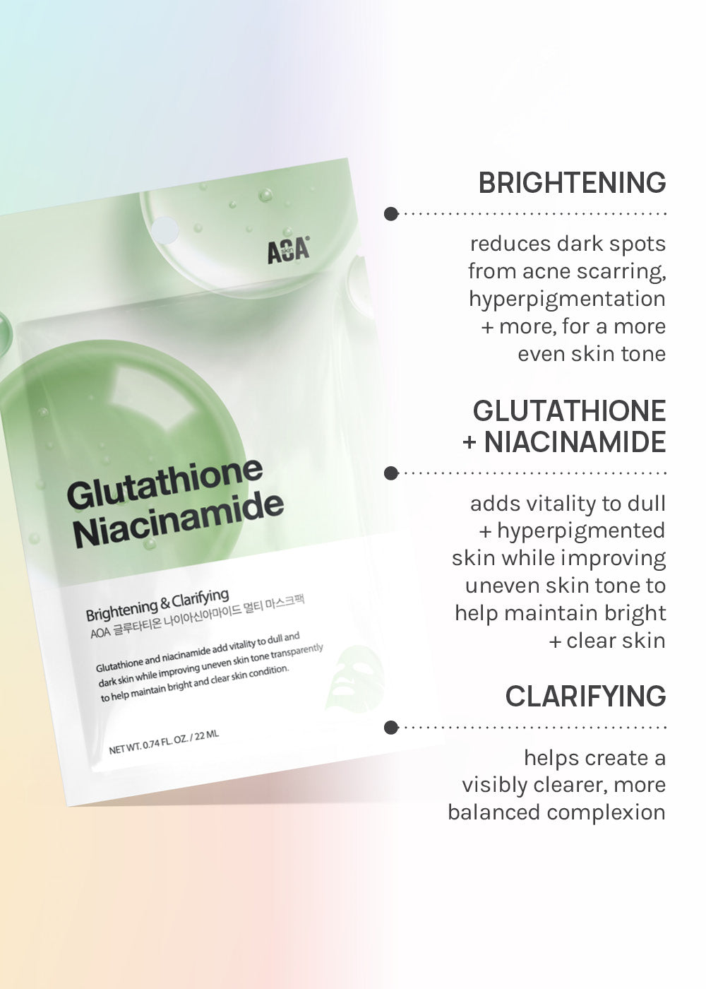 AOA Skin Glutathione + Niacinamide Sheet Mask