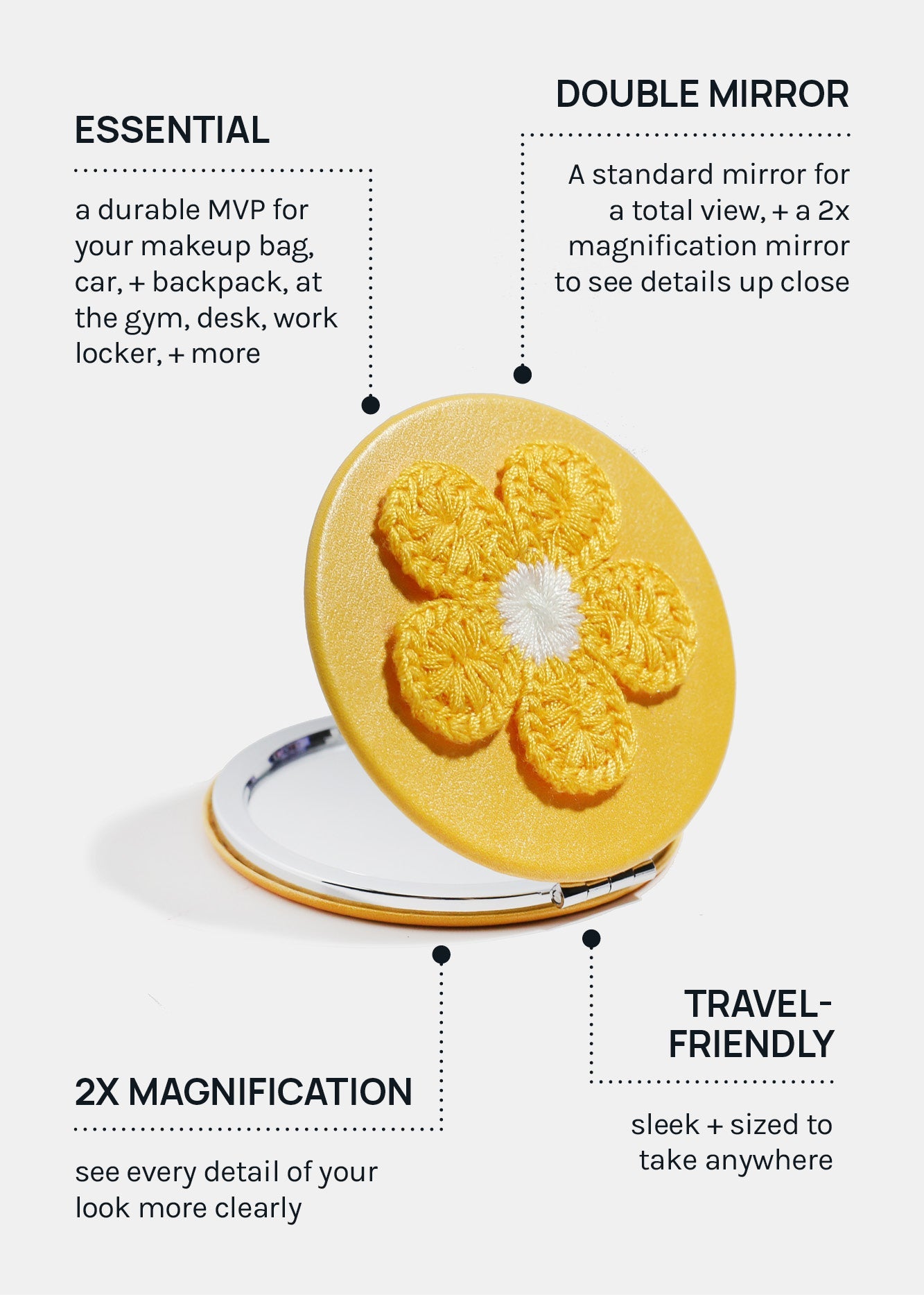AOA Double-Sided Compact Mirror – Flower