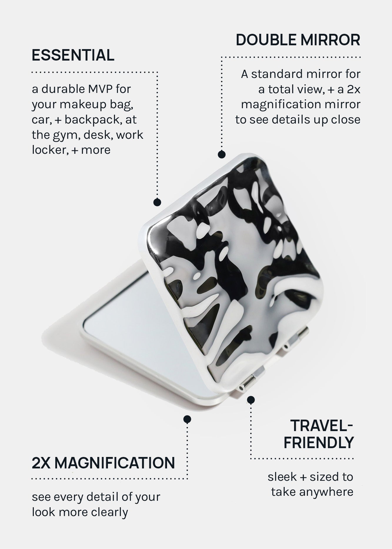 AOA Double-Sided Compact Mirror – Metallic Wave