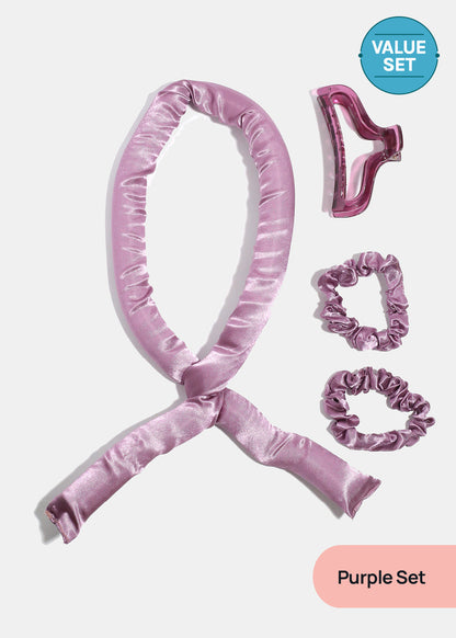 AOA Heat-free Satin Hair Curling Rod - Purple