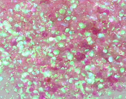 Inked Doll Cosmetics - BUBBLEBATH (White/Pink) Iridescent Chunky Glamdoll Glitter