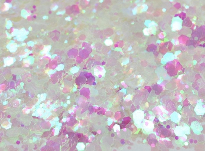 Inked Doll Cosmetics - BUBBLEBATH (White/Pink) Iridescent Chunky Glamdoll Glitter