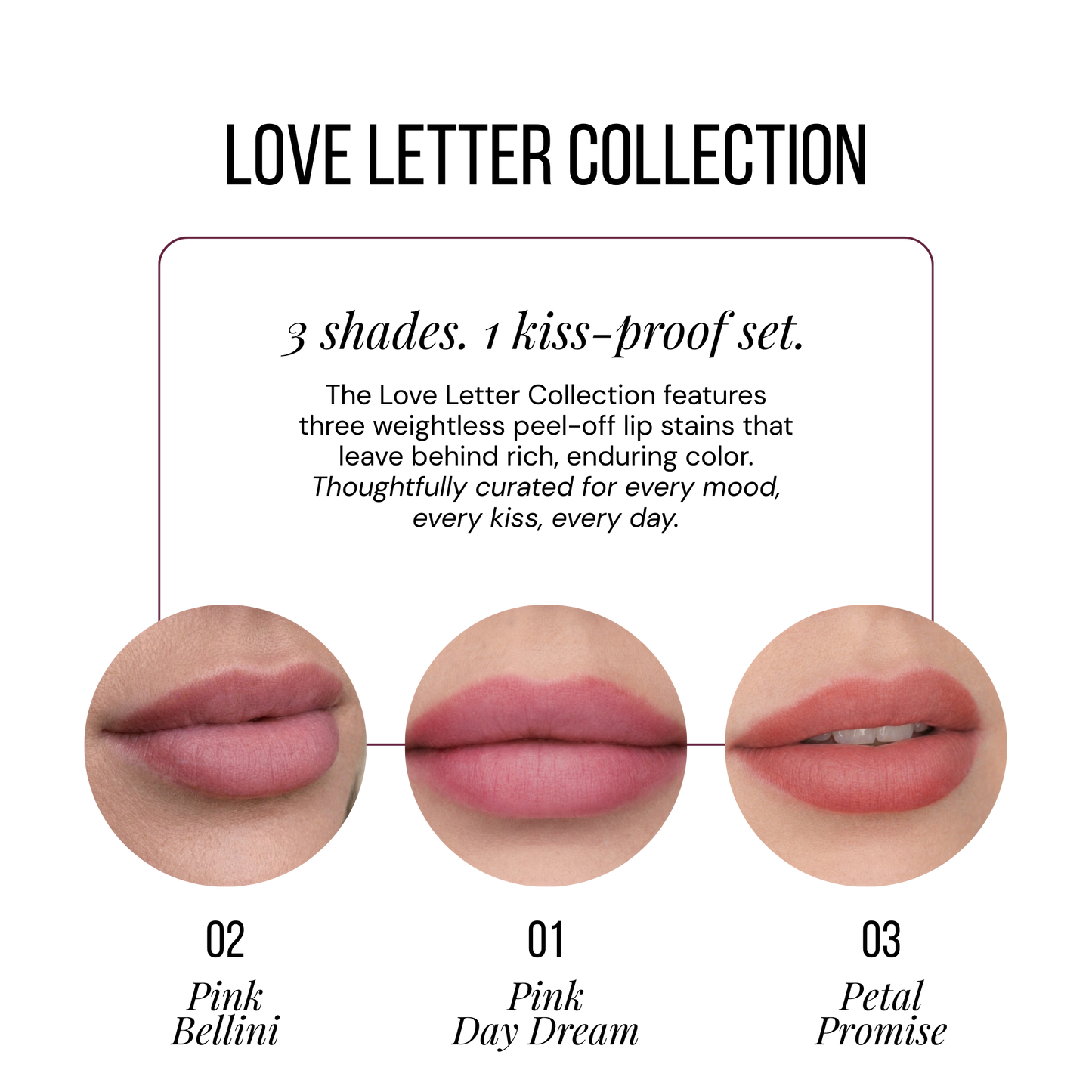 C&D Beauty - The Love Letter Collection - Peel-Off Lip Stain Trio