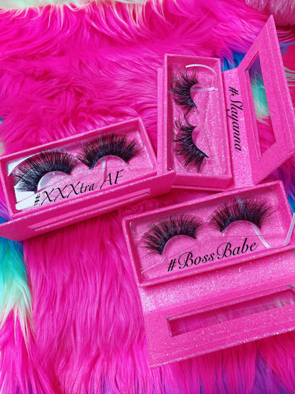 Inked Doll Cosmetics - #BOSSBABE 5D DreamDoll-LUXE Lash *PINK GLITTER* Glam Magnetic Case