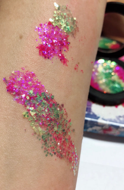 Inked Doll Cosmetics - *EDC (Electric Daisy Festival)* Metallic/Iridescent Duo Pressed Glitter!