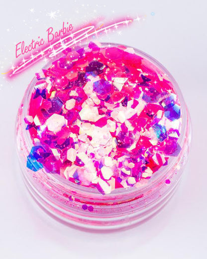 Inked Doll Cosmetics - ELECTRIC BARBIE *UV* Chunky Glamdoll Glitter Mix