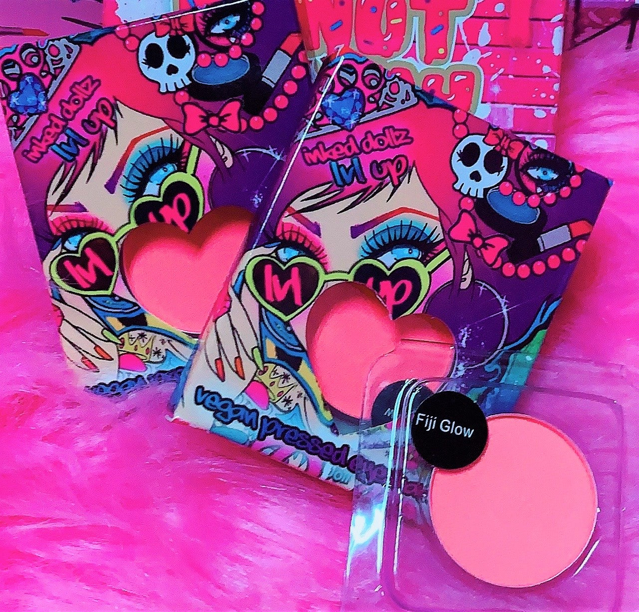 Inked Doll Cosmetics - *UV*FIJI GLOW! (Salmon Pink/Orange) PRESSED EYESHADOW SINGLE