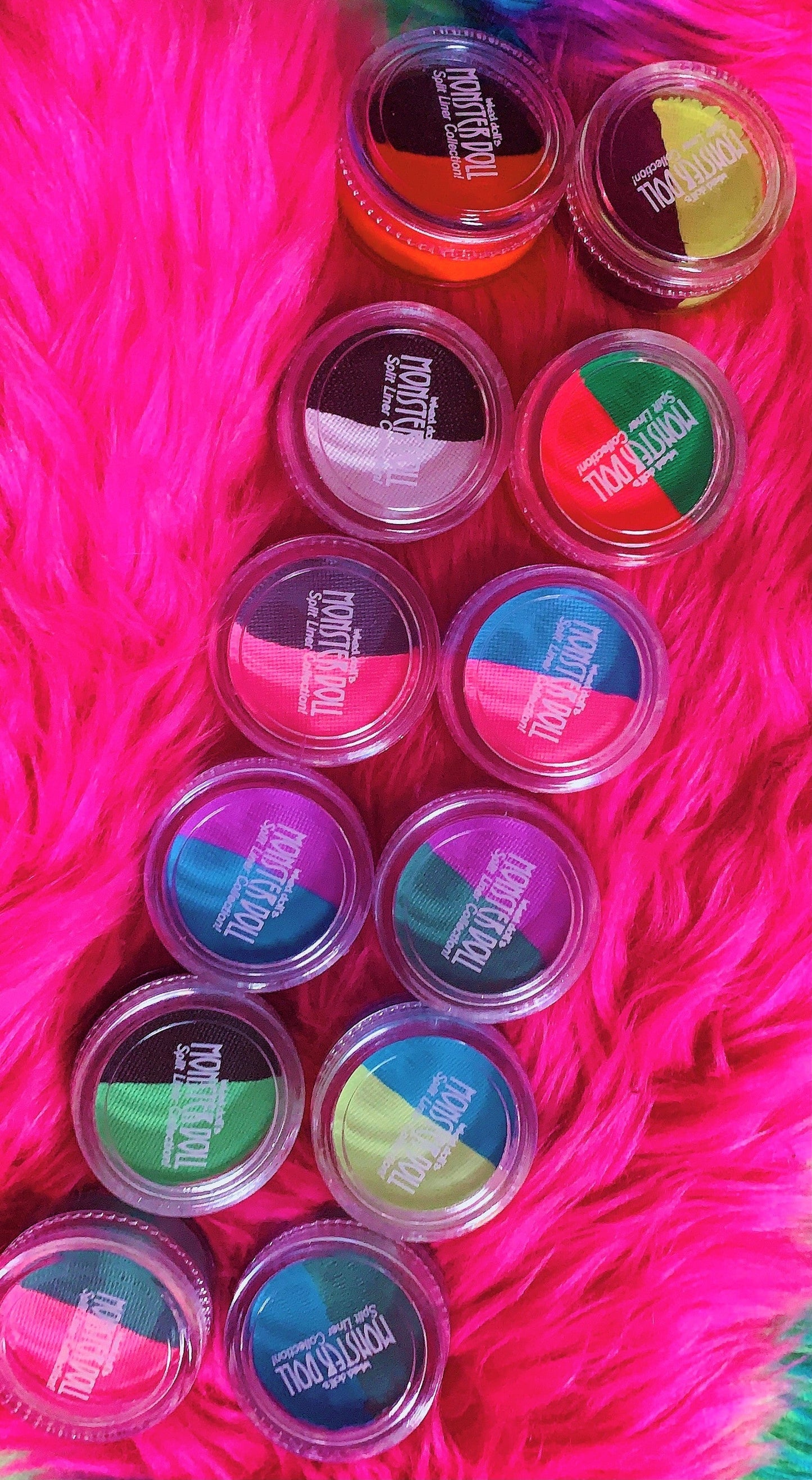 Inked Doll Cosmetics - (HUGE!) Monster Doll VENUS McFLYTRAP *UV Neon Pastel* SPLIT LINER/FACE/BODY PAINT