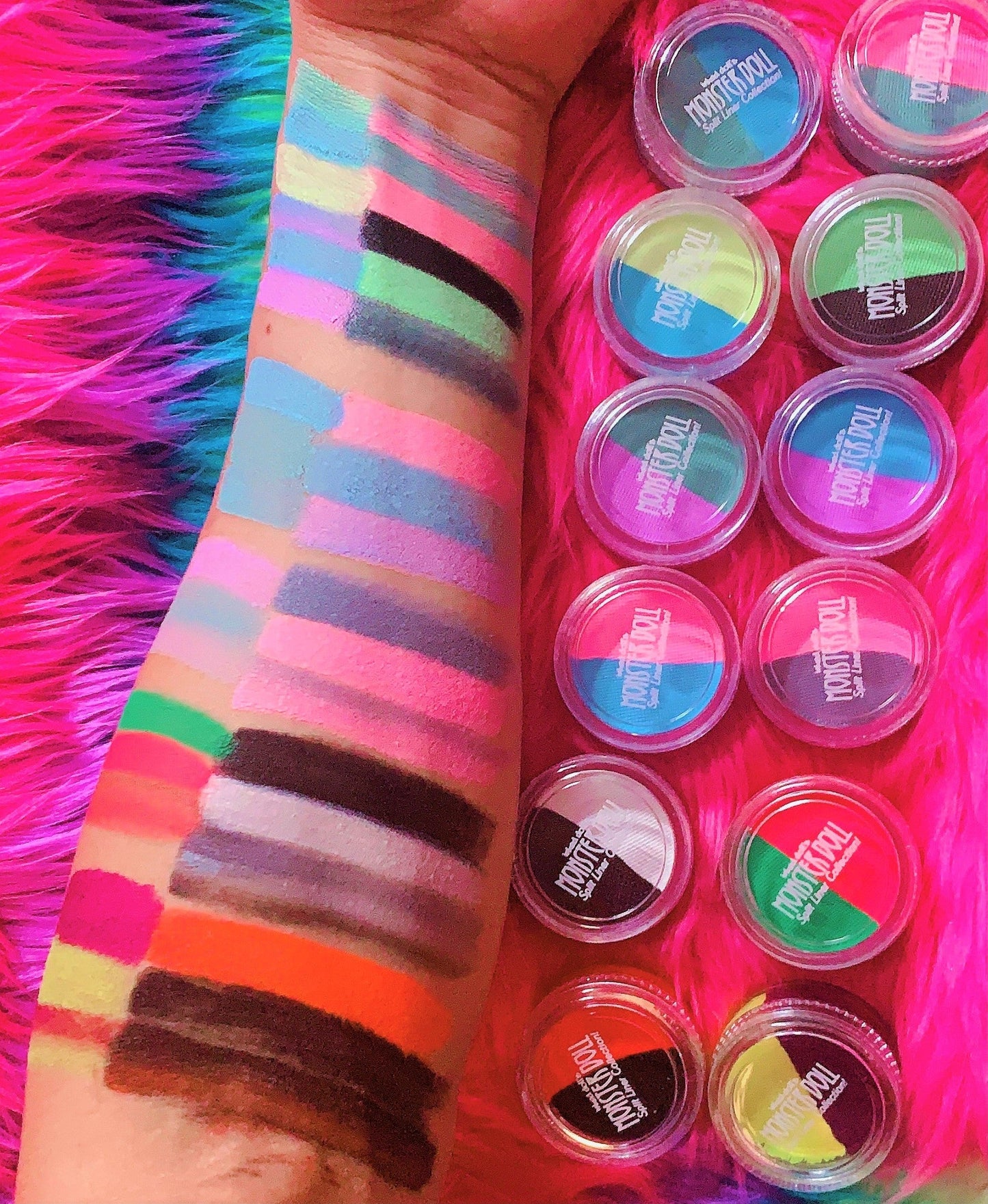Inked Doll Cosmetics - (HUGE!) Monster Doll ZOMBY GAGA *UV Neon Pastel* SPLIT LINER/ FACE/ BODY PAINT