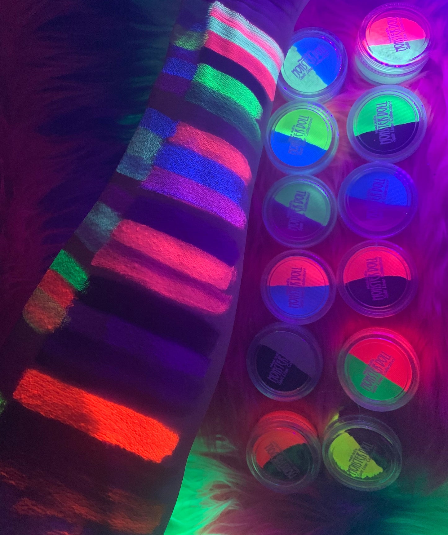 Inked Doll Cosmetics - (HUGE!) Monster Doll VENUS McFLYTRAP *UV Neon Pastel* SPLIT LINER/FACE/BODY PAINT