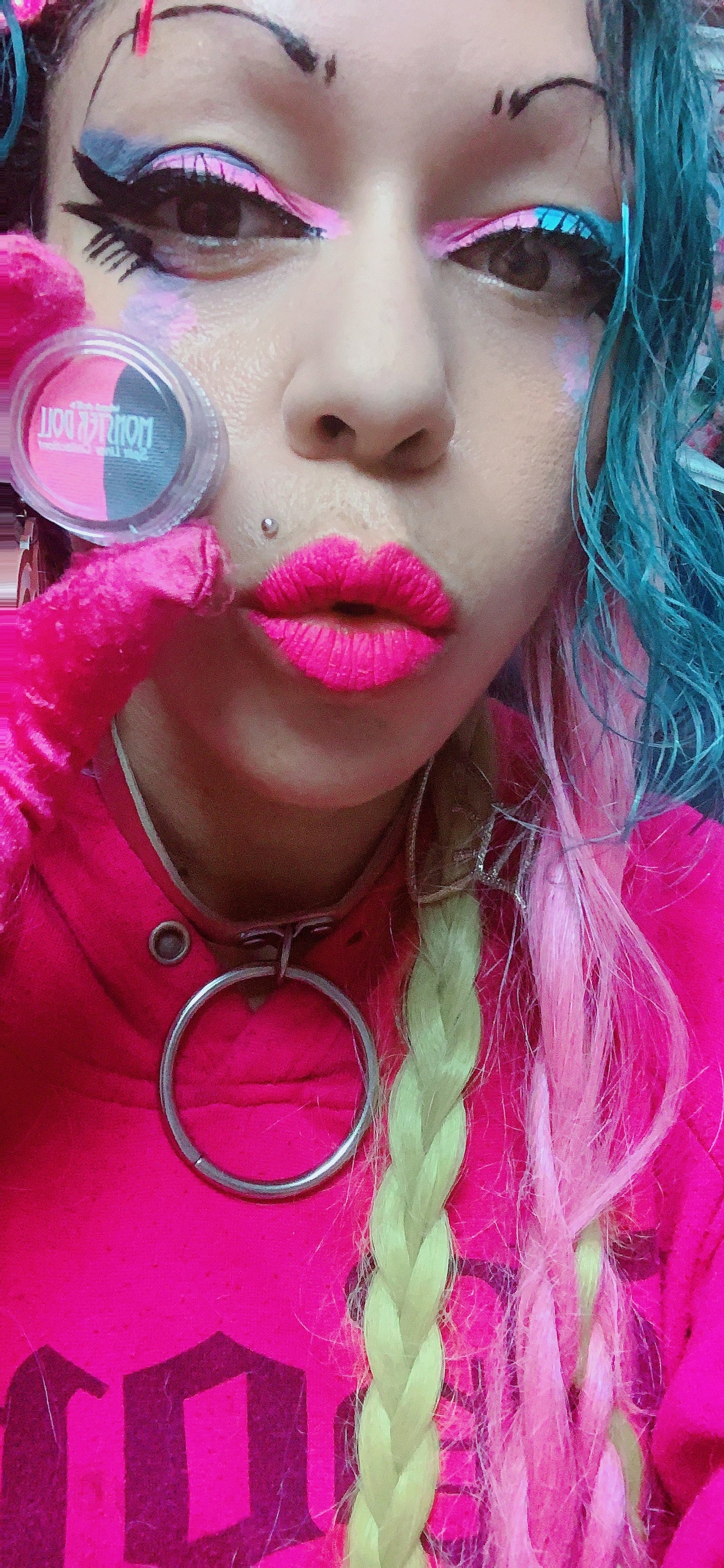 Inked Doll Cosmetics - (HUGE!) Monster Doll ZOMBY GAGA *UV Neon Pastel* SPLIT LINER/ FACE/ BODY PAINT