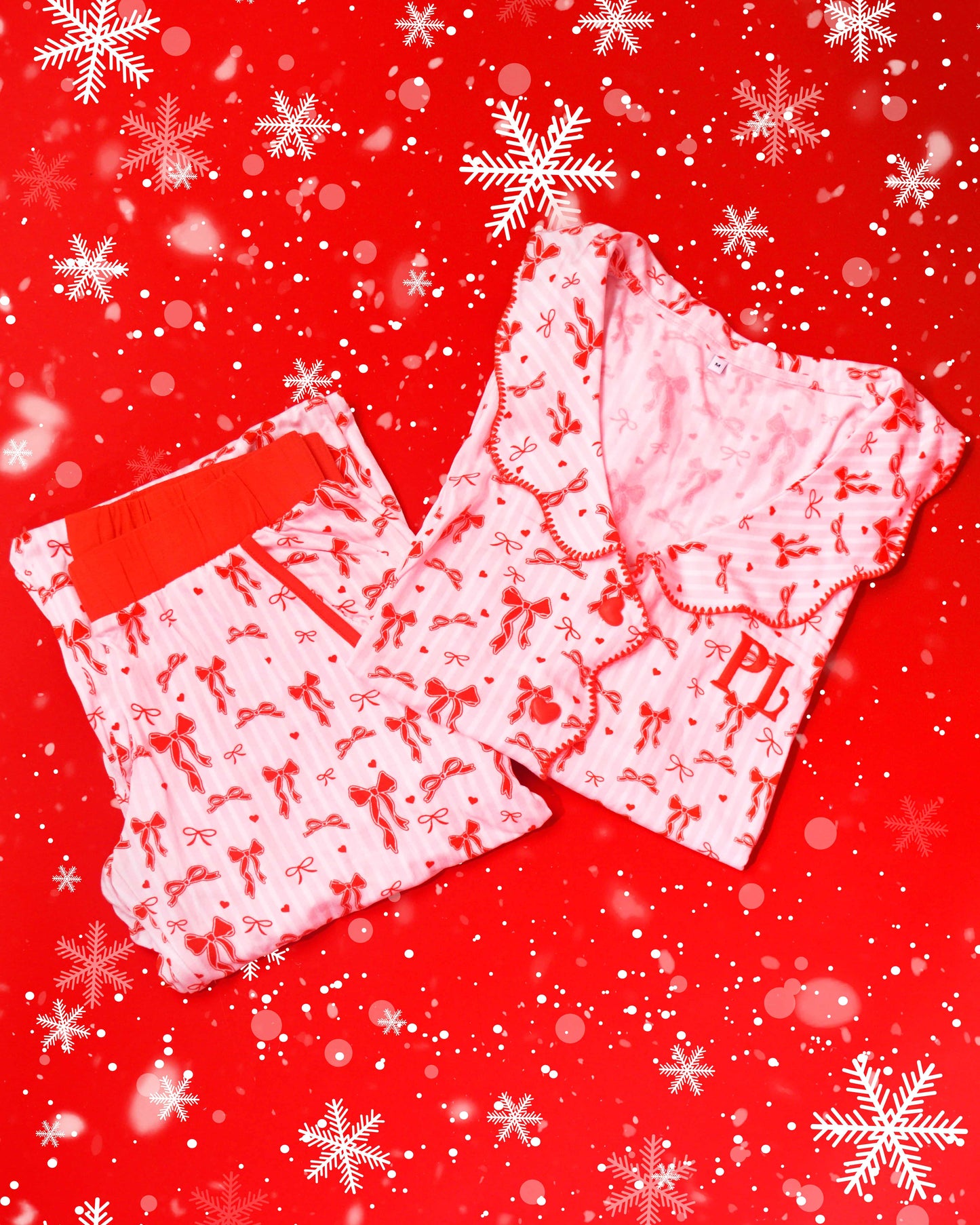 Women's Christmas Bow Pyjama Trouser Set