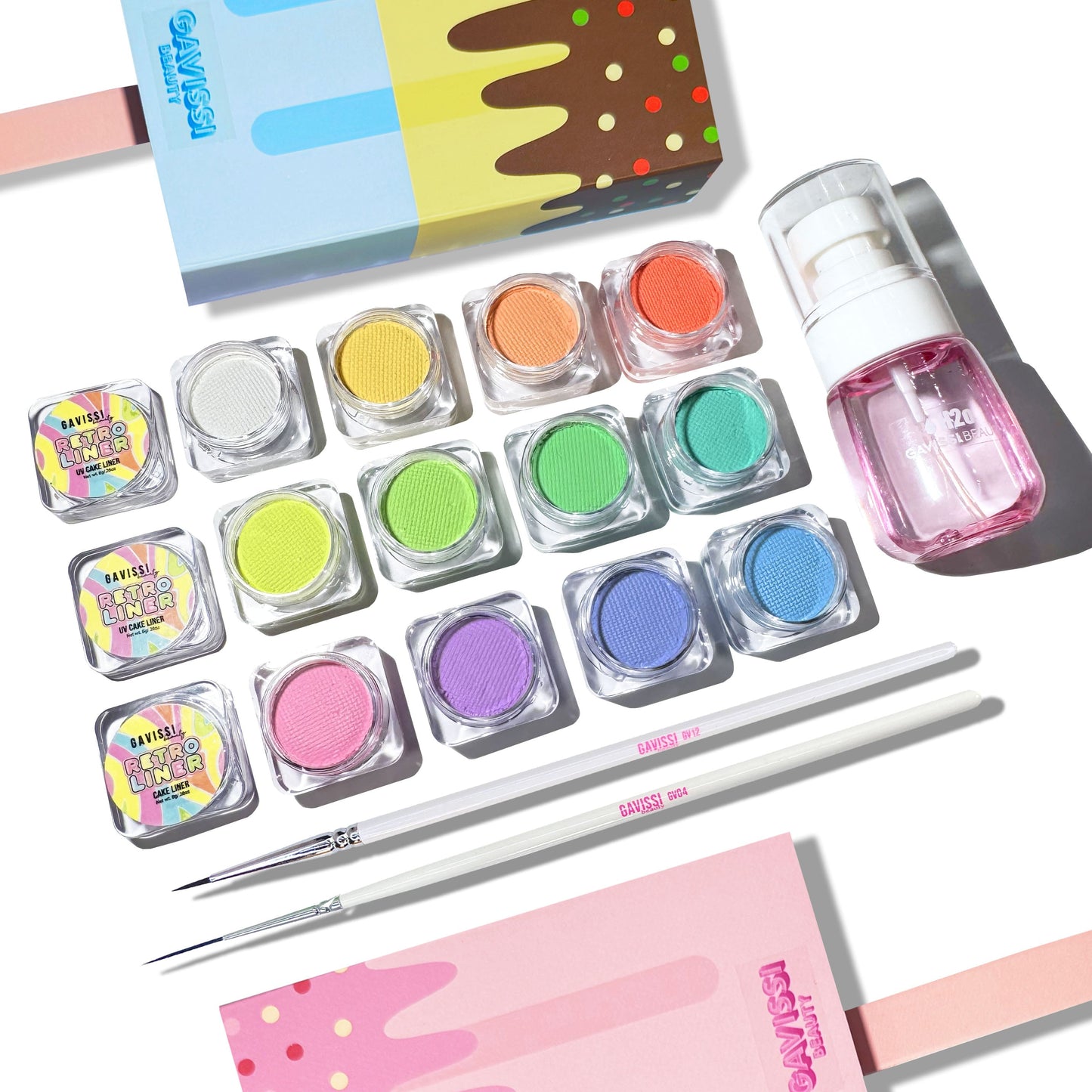 Gavissi Beauty - UV PASTEL BUNDLE: 12 LINERS + BRUSH + SPRAY BOTTLE