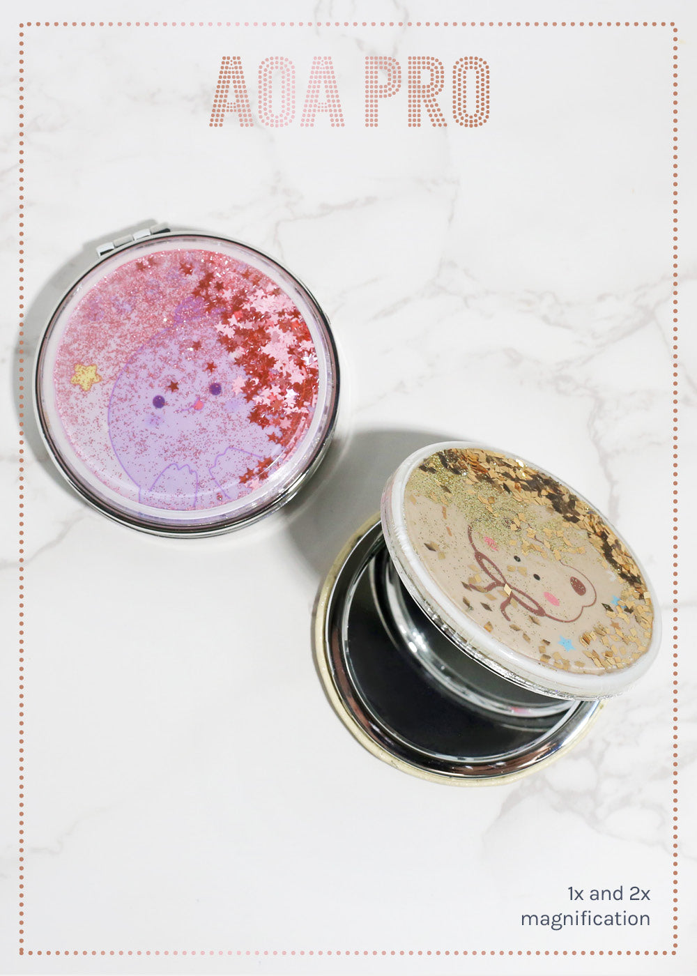 AOA Pro Double-Sided Compact Mirror – Cute Glitter