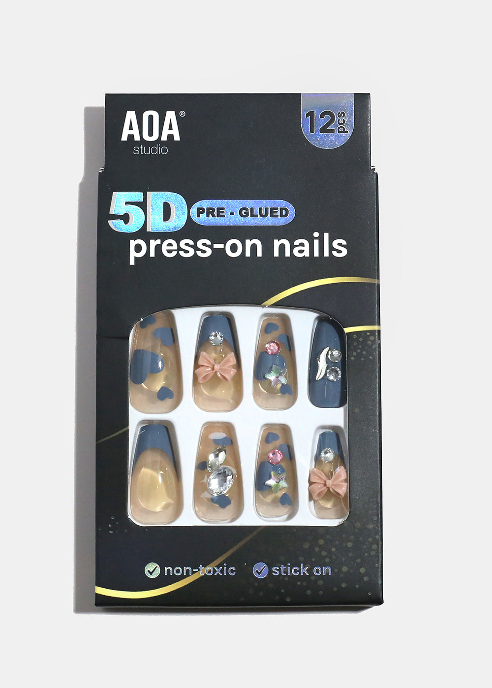 AOA Studio Bluebell Sweetheart 5D Pre-Glued Press-On Nails