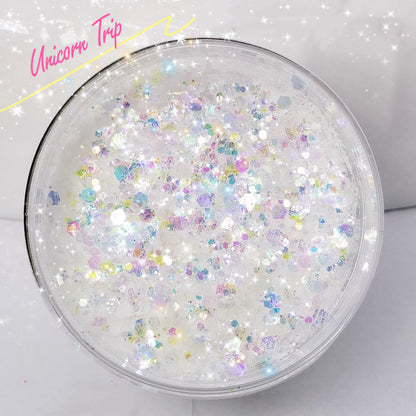 Inked Doll Cosmetics - UNICORN TRIP Chunky (Rainbow) Iridescent Glamdoll Glitter